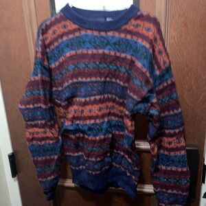 Jantzen Sport Vintage Men's Multicolor Striped Sweater Large 100% Wool
